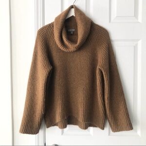 J. Crew Point Sur Ribbed Mohair Turtleneck Sweater Brown Tan Style J6324